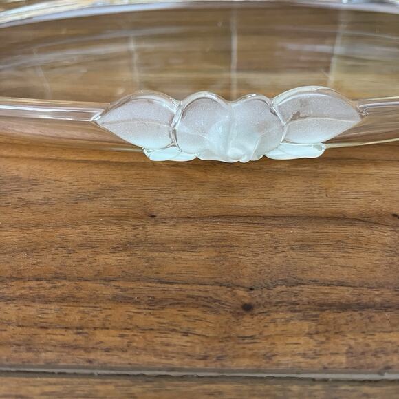 Vintage Mikasa Frosted Flower Glass Oval Serving Tray 15.5"x8" - Picture 8 of 14